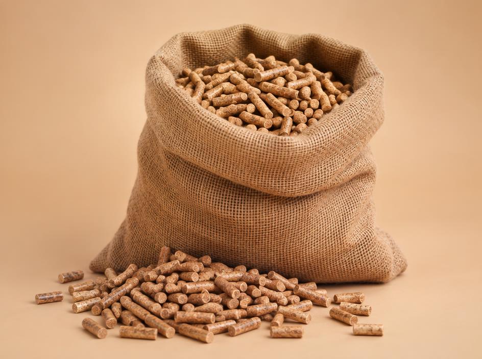 Sack mit Holzpellets